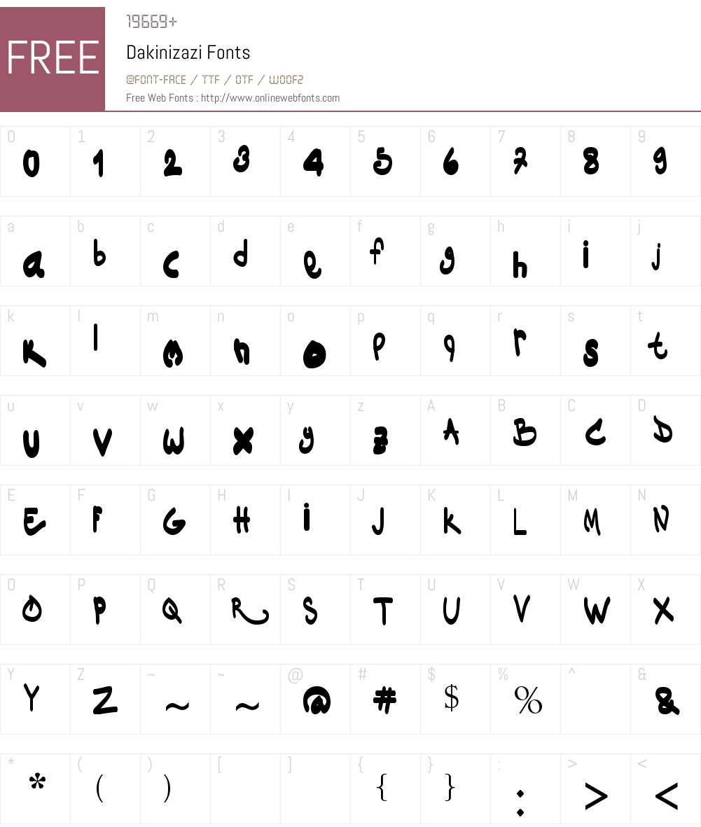 Dakinizazi Font Screenshots