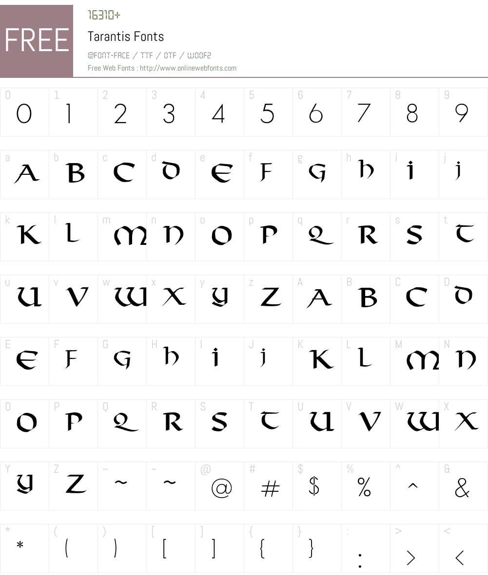 Tarantis Font Screenshots