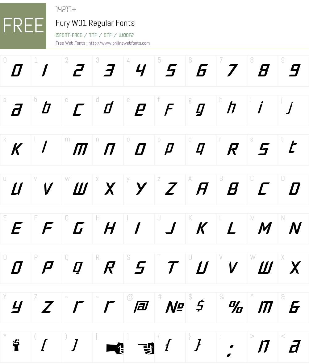 FuryW01-Regular Font Screenshots