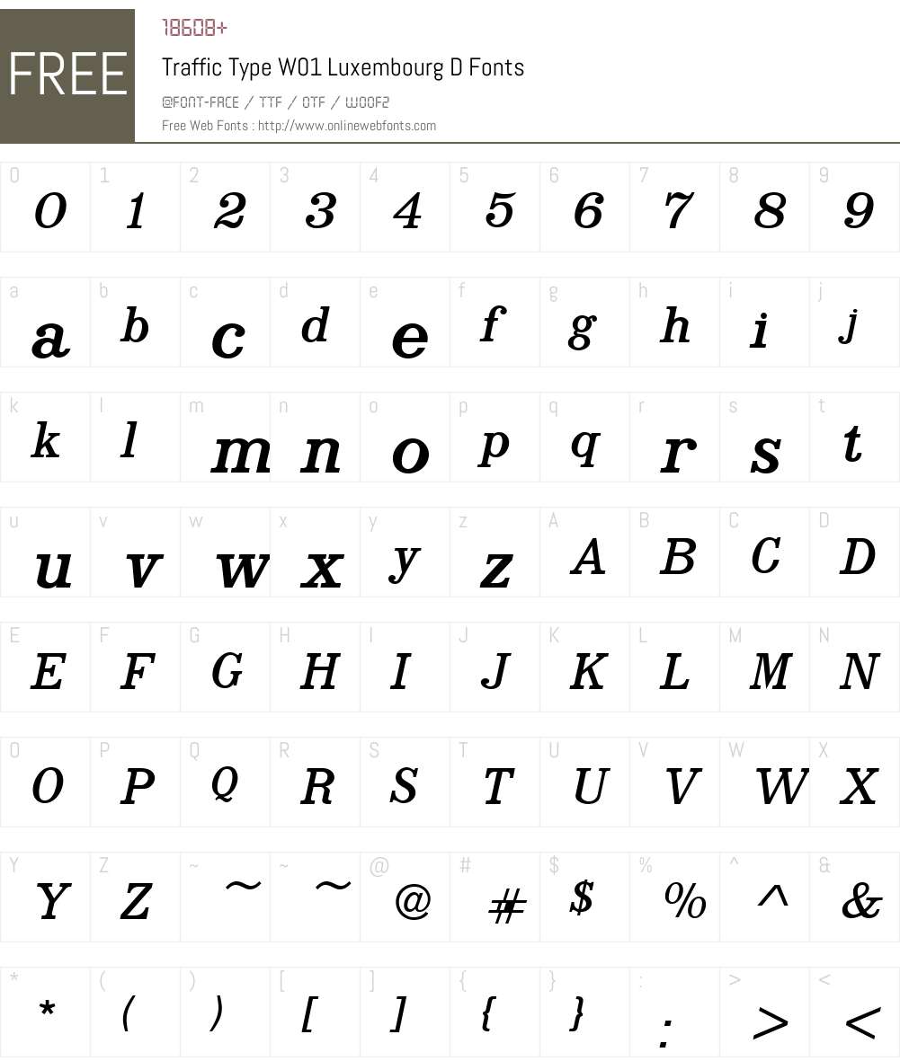 TrafficTypeW01-LuxembourgD Font Screenshots