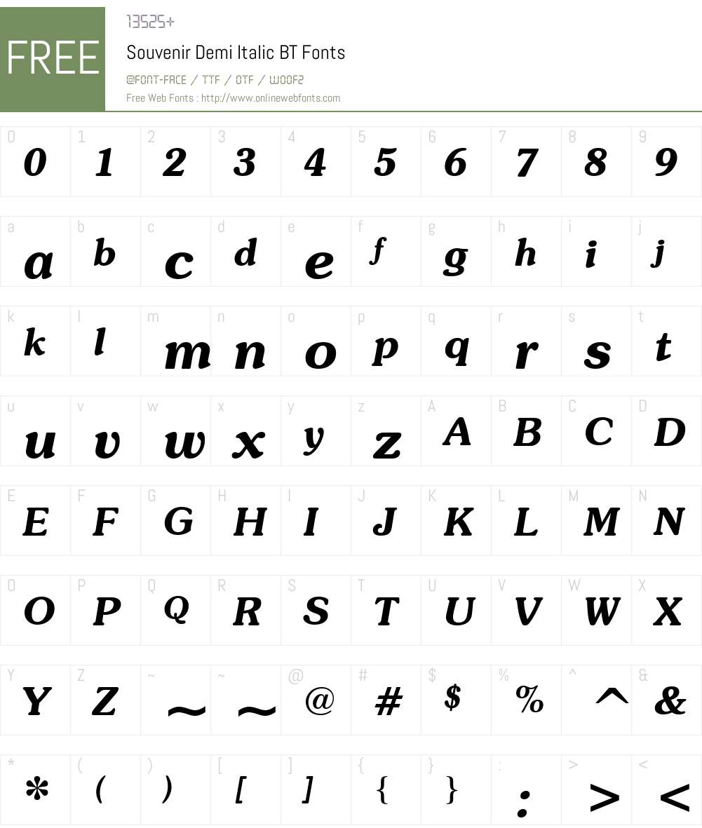 Souvenir Lt BT Font Screenshots