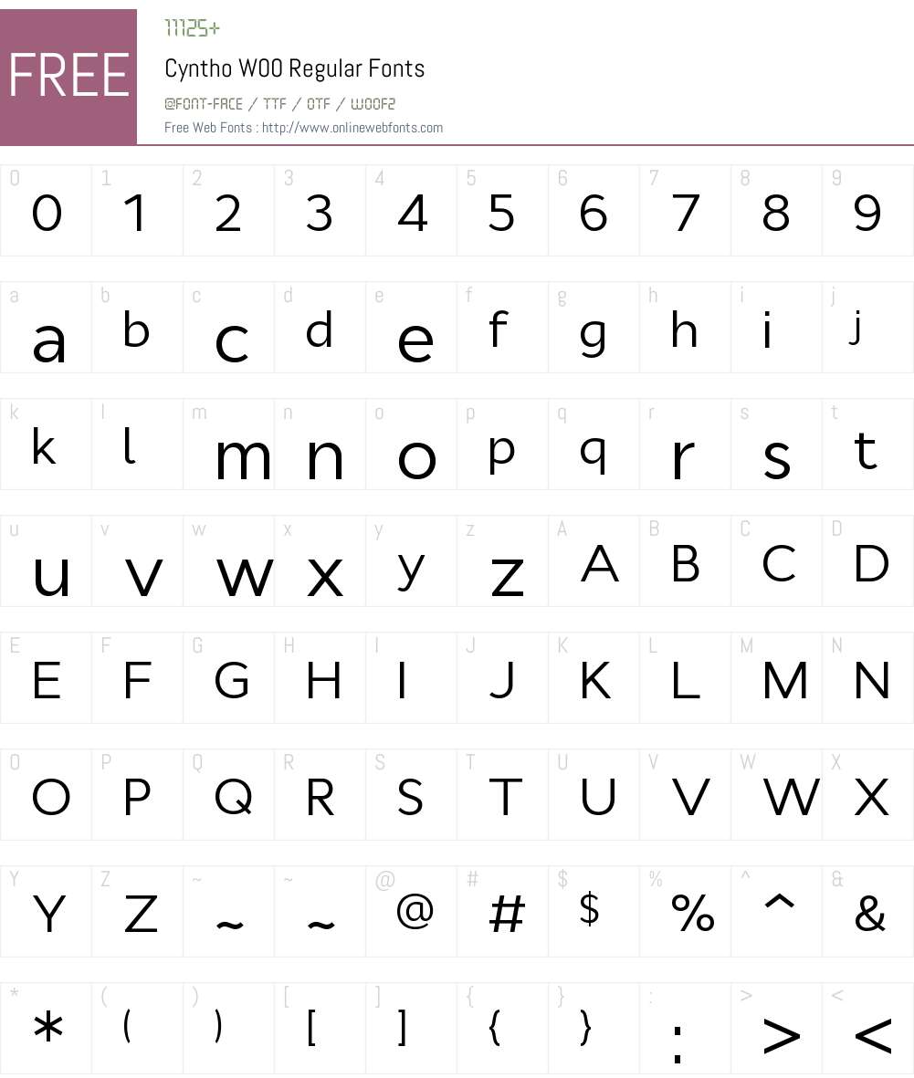 CynthoW00-Regular Font Screenshots