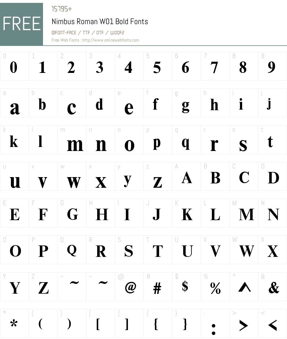 NimbusRomanW01-Bold Font Screenshots