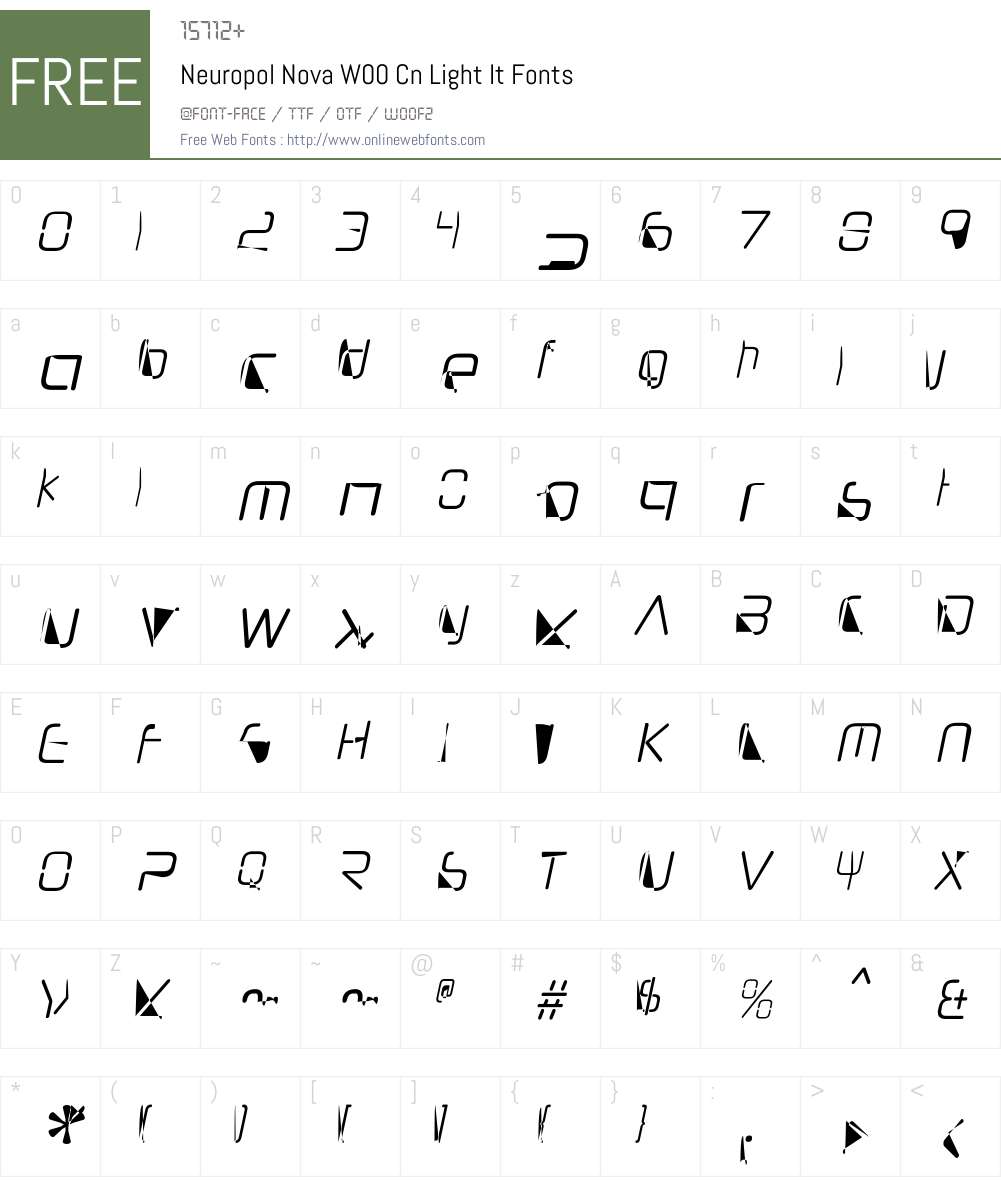 NeuropolNovaW00-CondLightIt Font Screenshots
