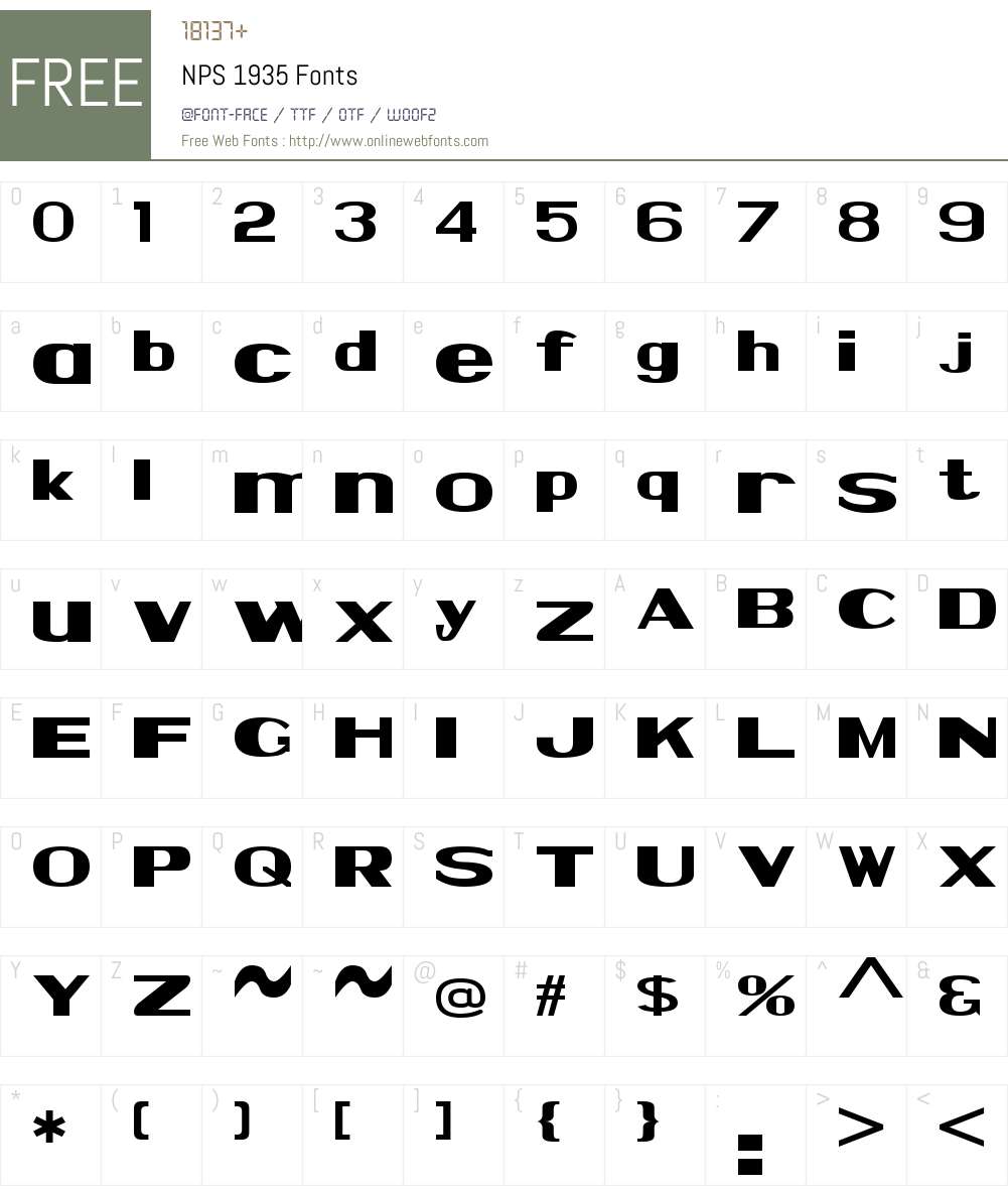 NPS 1935 Font Screenshots