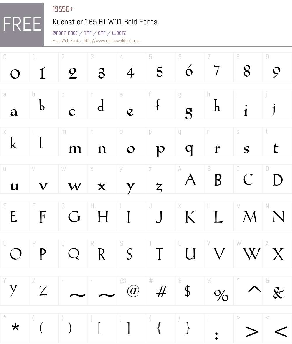 Kuenstler165BTW01-Bold Font Screenshots