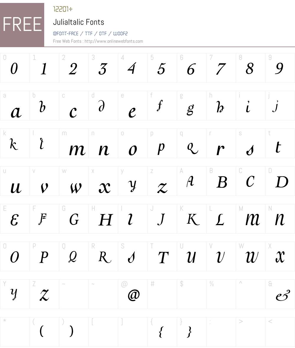 Julia Font Screenshots
