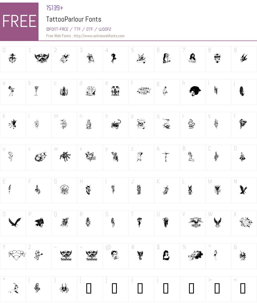 TattooParlour Font Screenshots