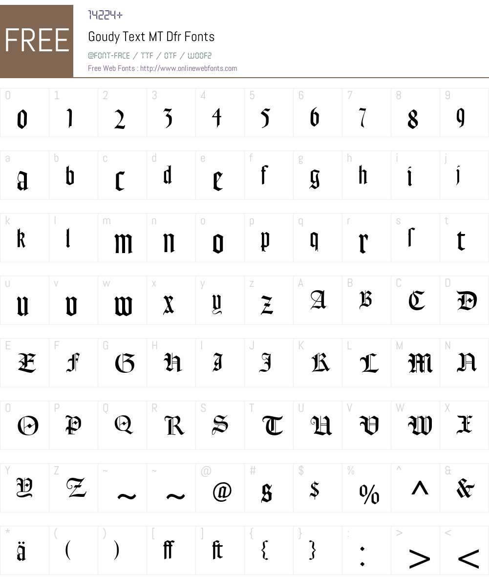 Goudy Text MT Font Screenshots