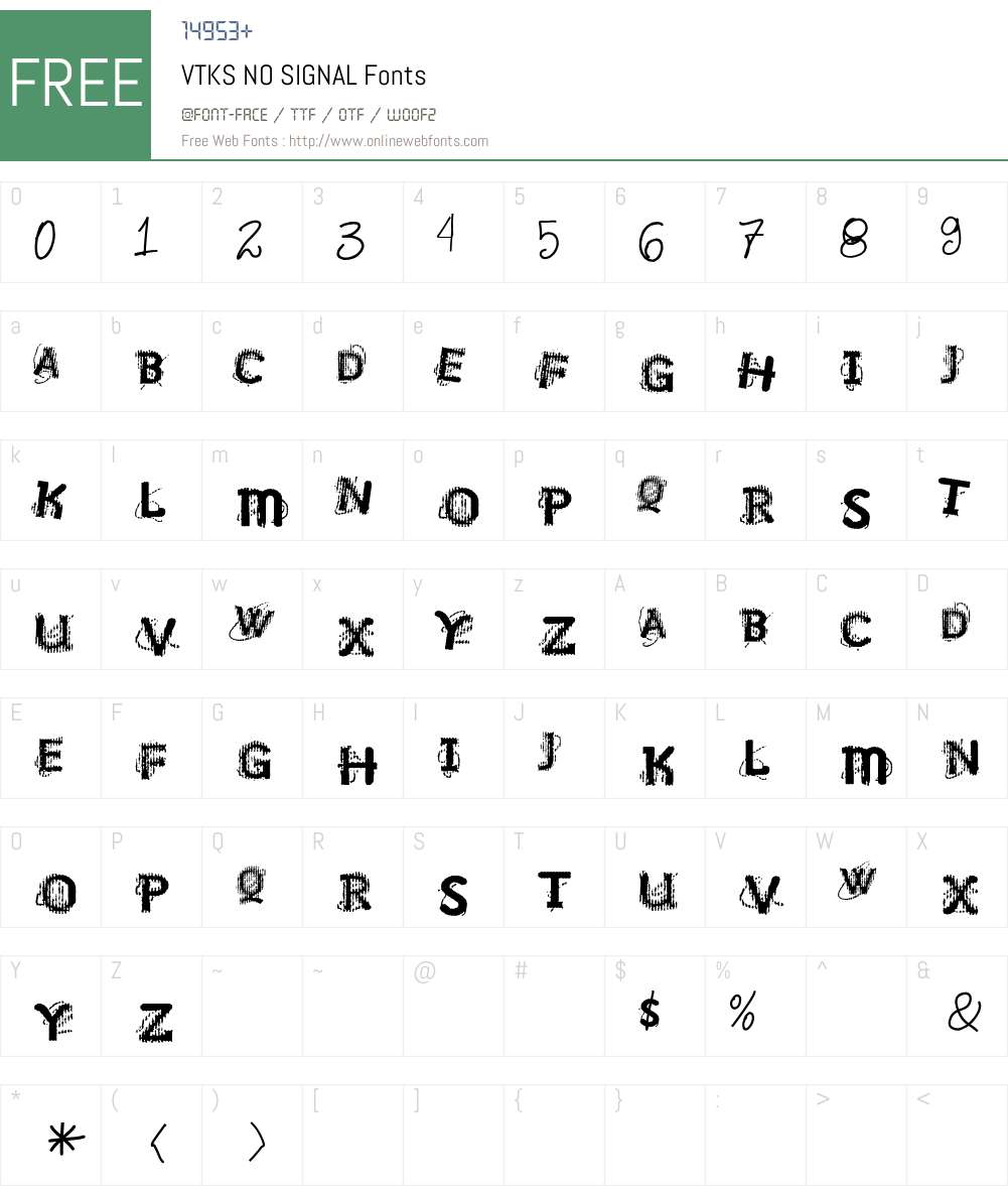 VTKS NO SIGNAL Font Screenshots