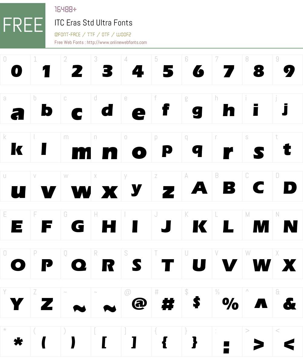 ITC Eras Std Font Screenshots