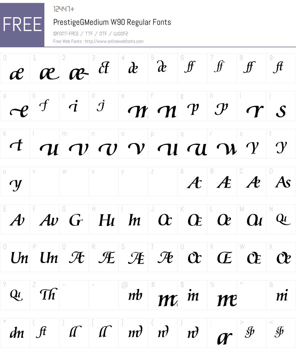 PrestigeGMediumW90-Regular Font Screenshots