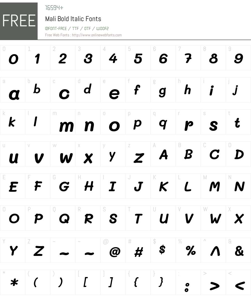 Mali Bold Italic 1.000; ttfautohint (v1.6) Fonts Free Download ...