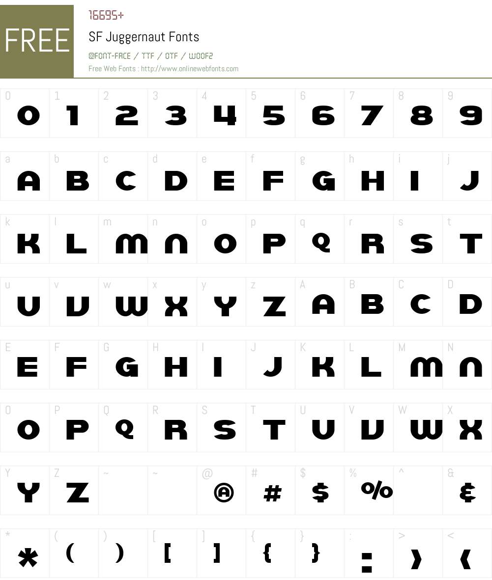 SF Juggernaut Font Screenshots
