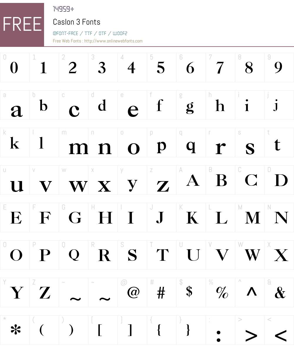 Caslon 3 Font Screenshots