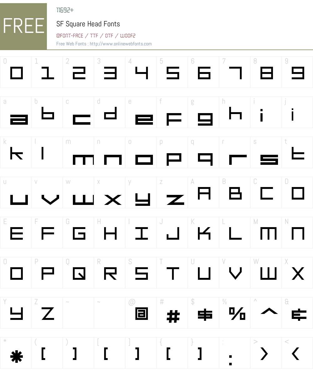 SF Square Head Font Screenshots