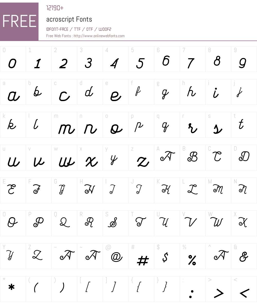 acroscript Font Screenshots