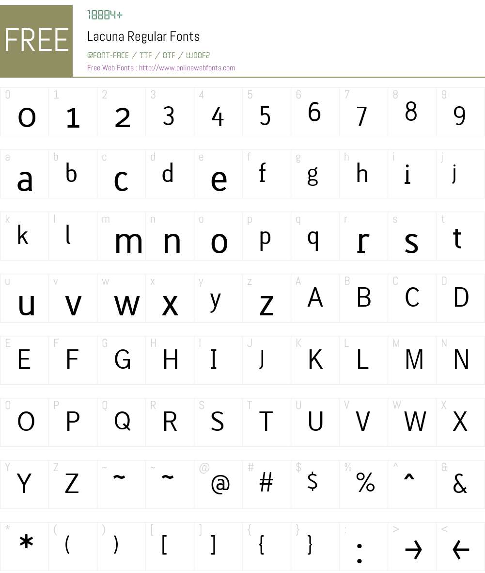 Lacuna Regular Font Screenshots