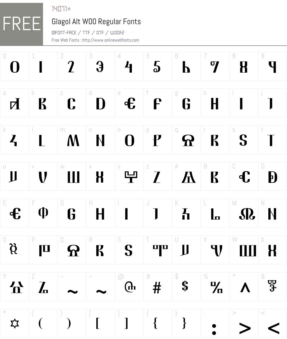 GlagolAltW00-Regular Font Screenshots