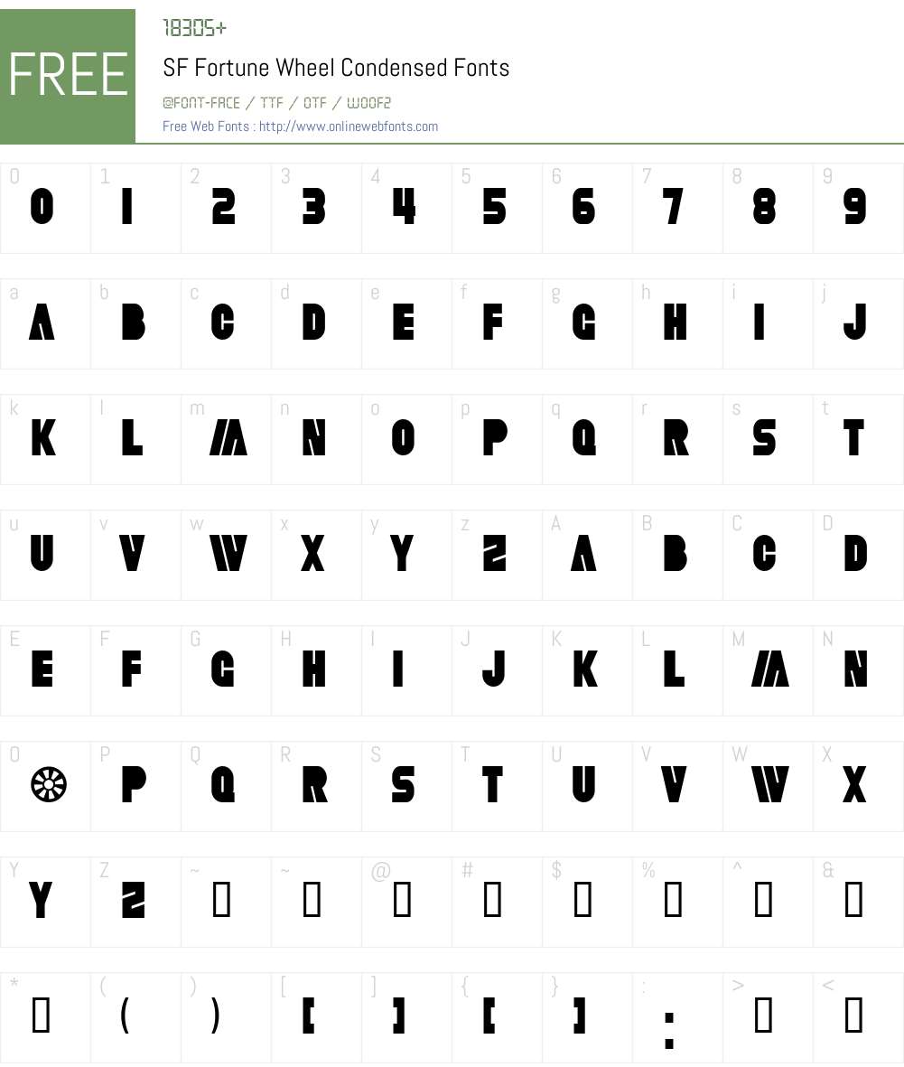 SF Fortune Wheel Condensed Font Screenshots