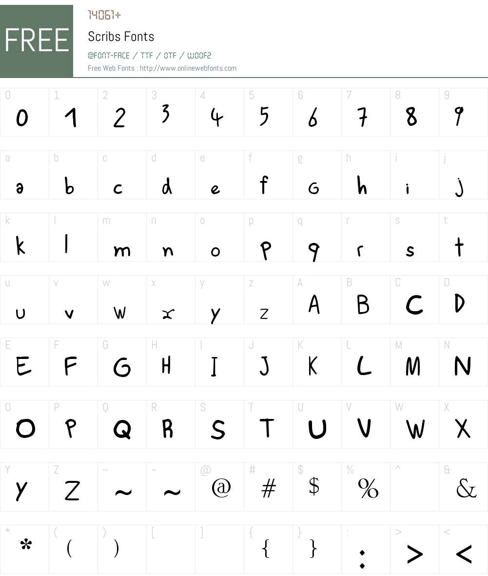 Scribs Font Screenshots