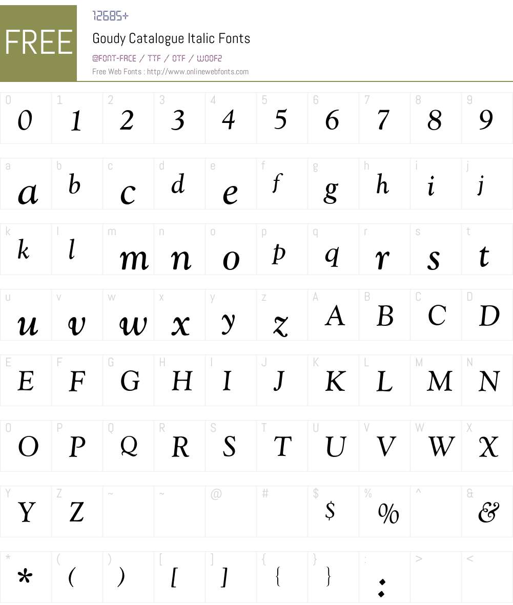 Goudy Catalogue BQ Font Screenshots