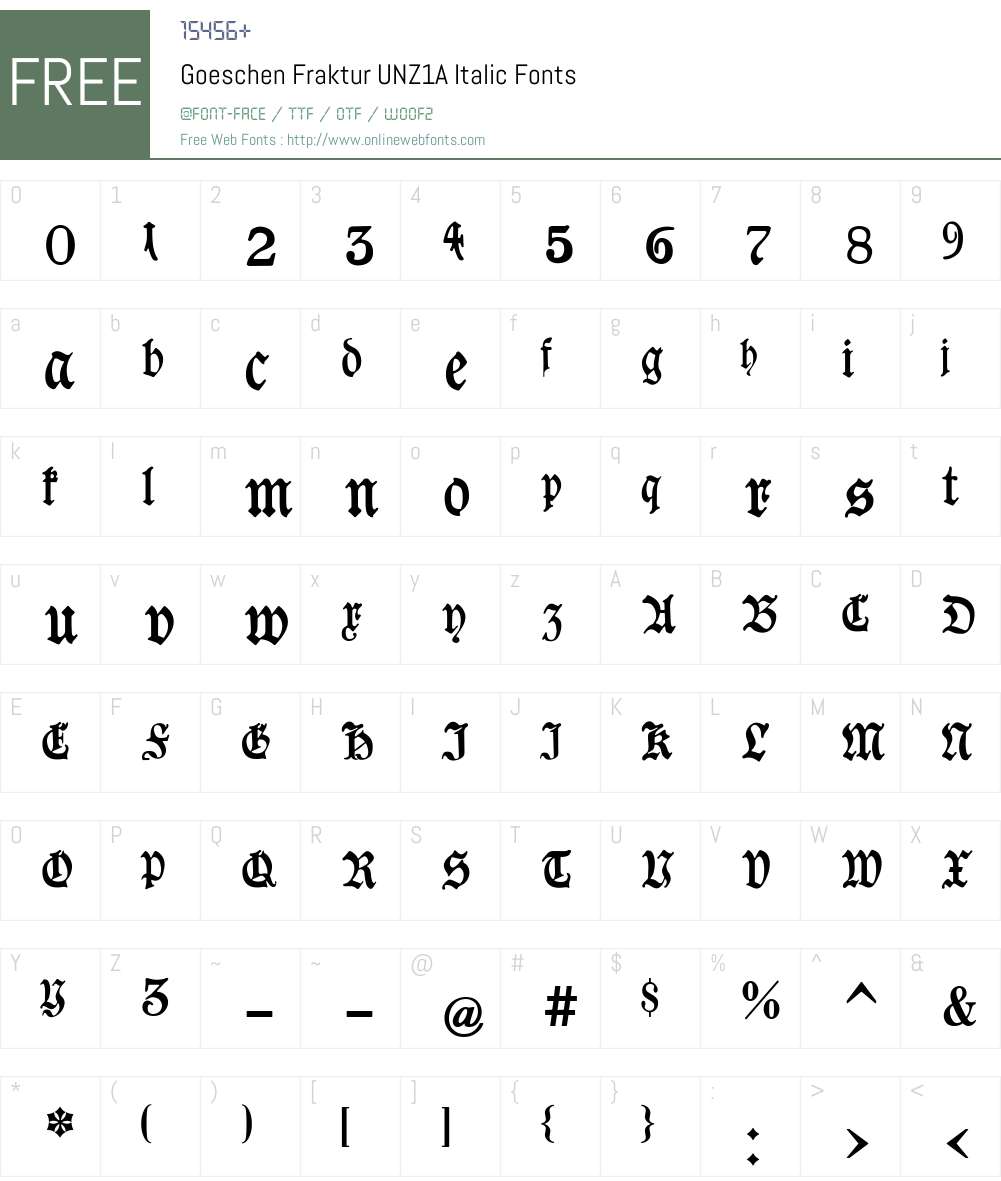 Goeschen Fraktur UNZ1A Font Screenshots