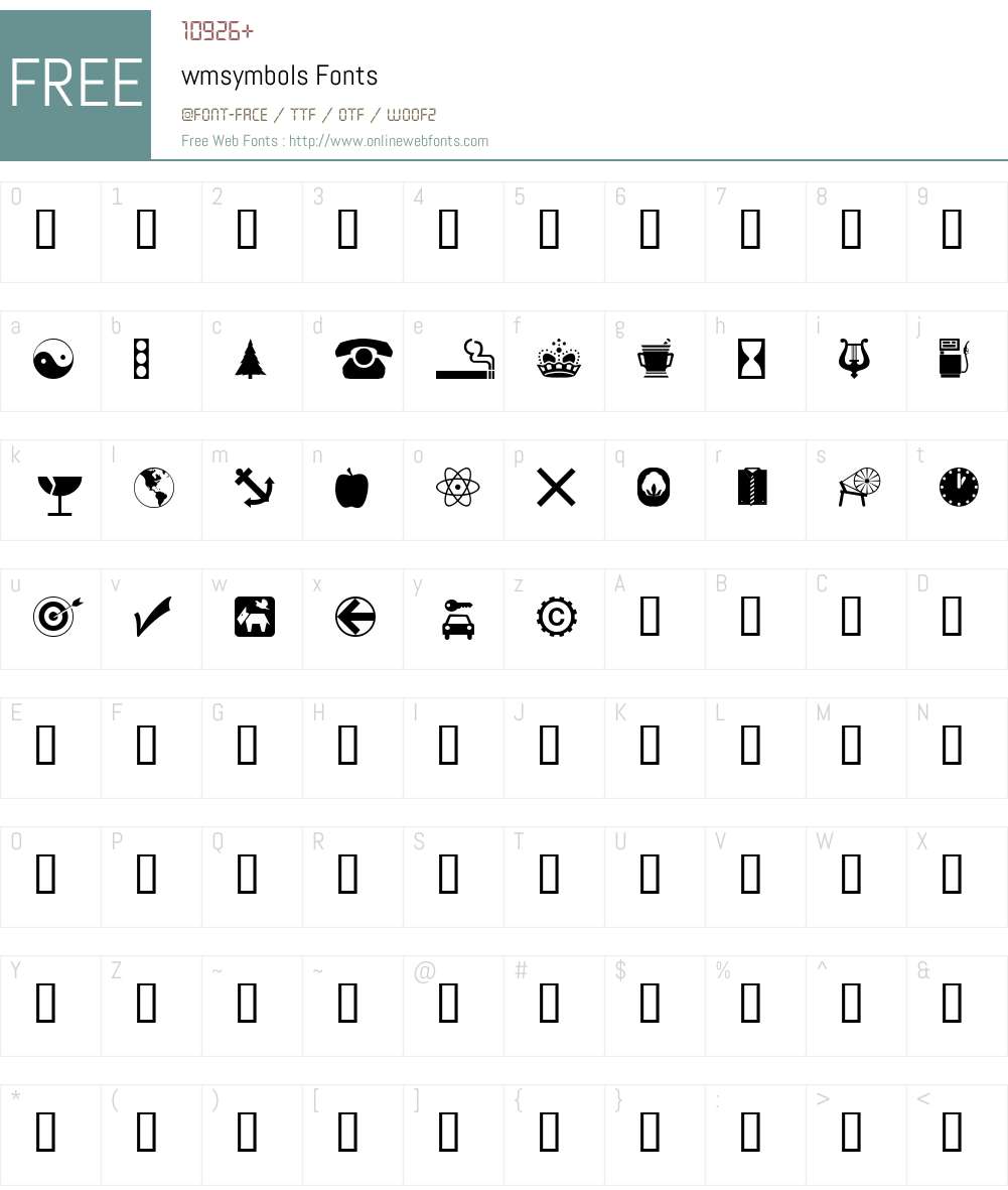 wmsymbols Font Screenshots