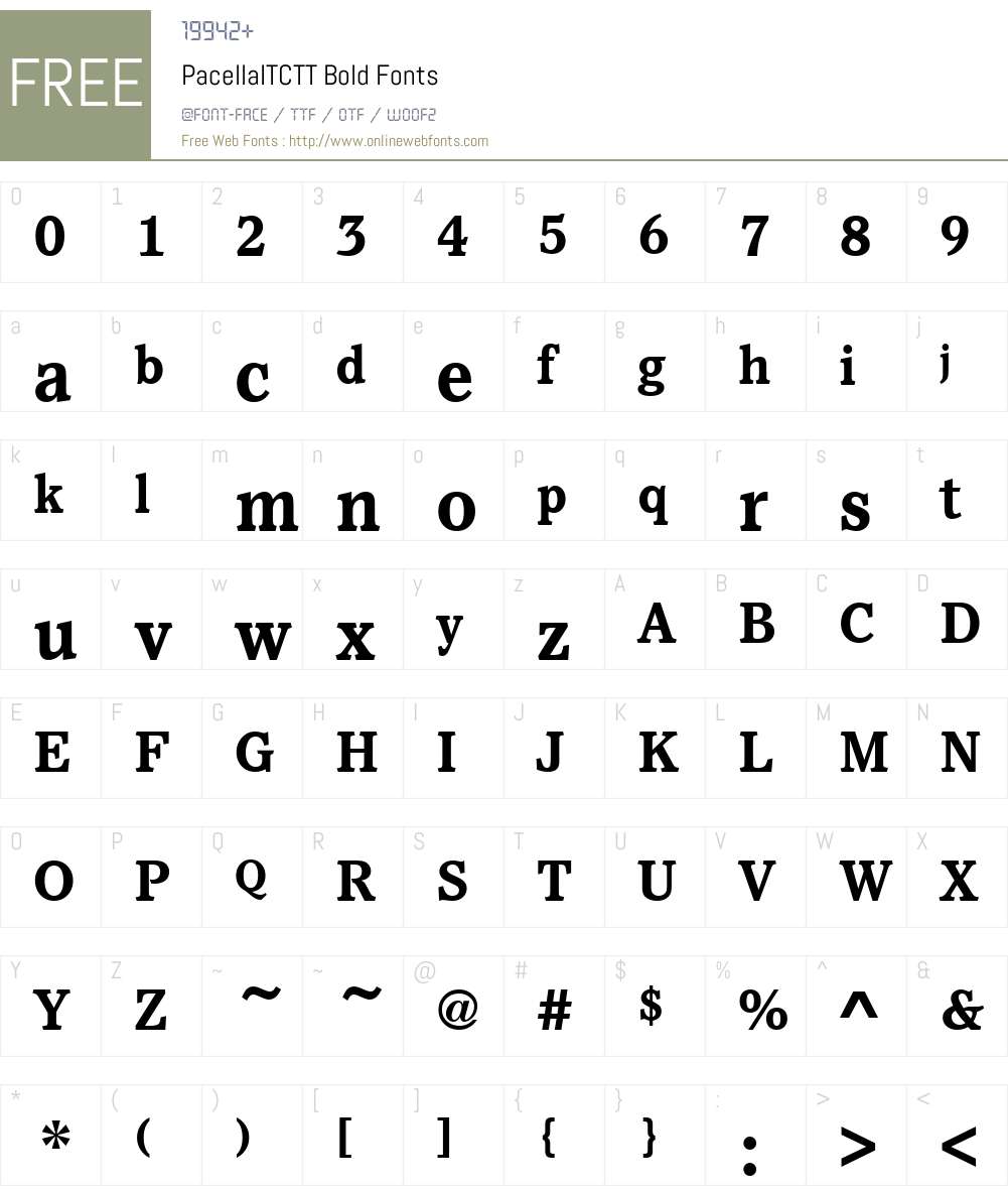 PacellaITCTT Font Screenshots