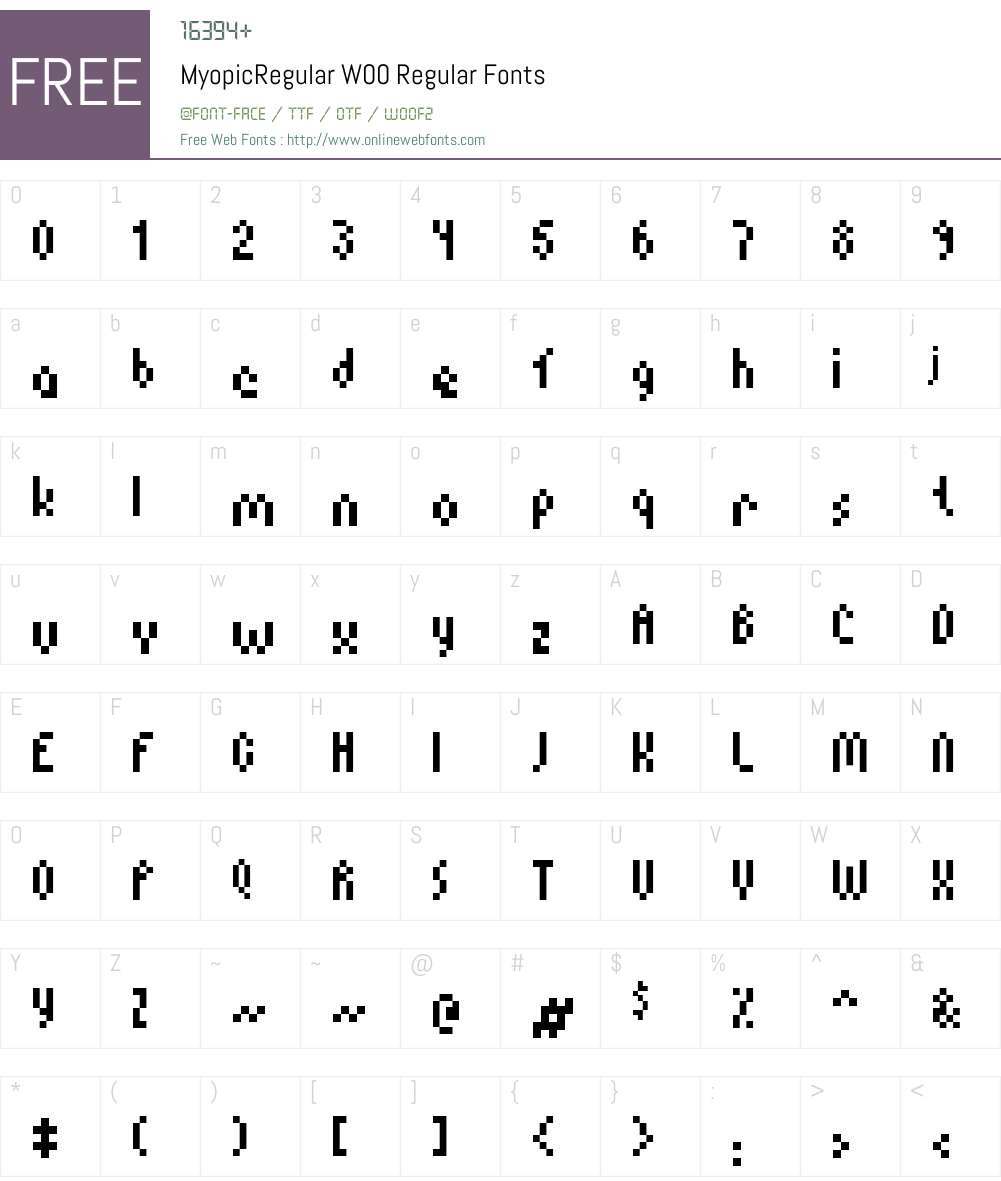 Myopic Font Screenshots