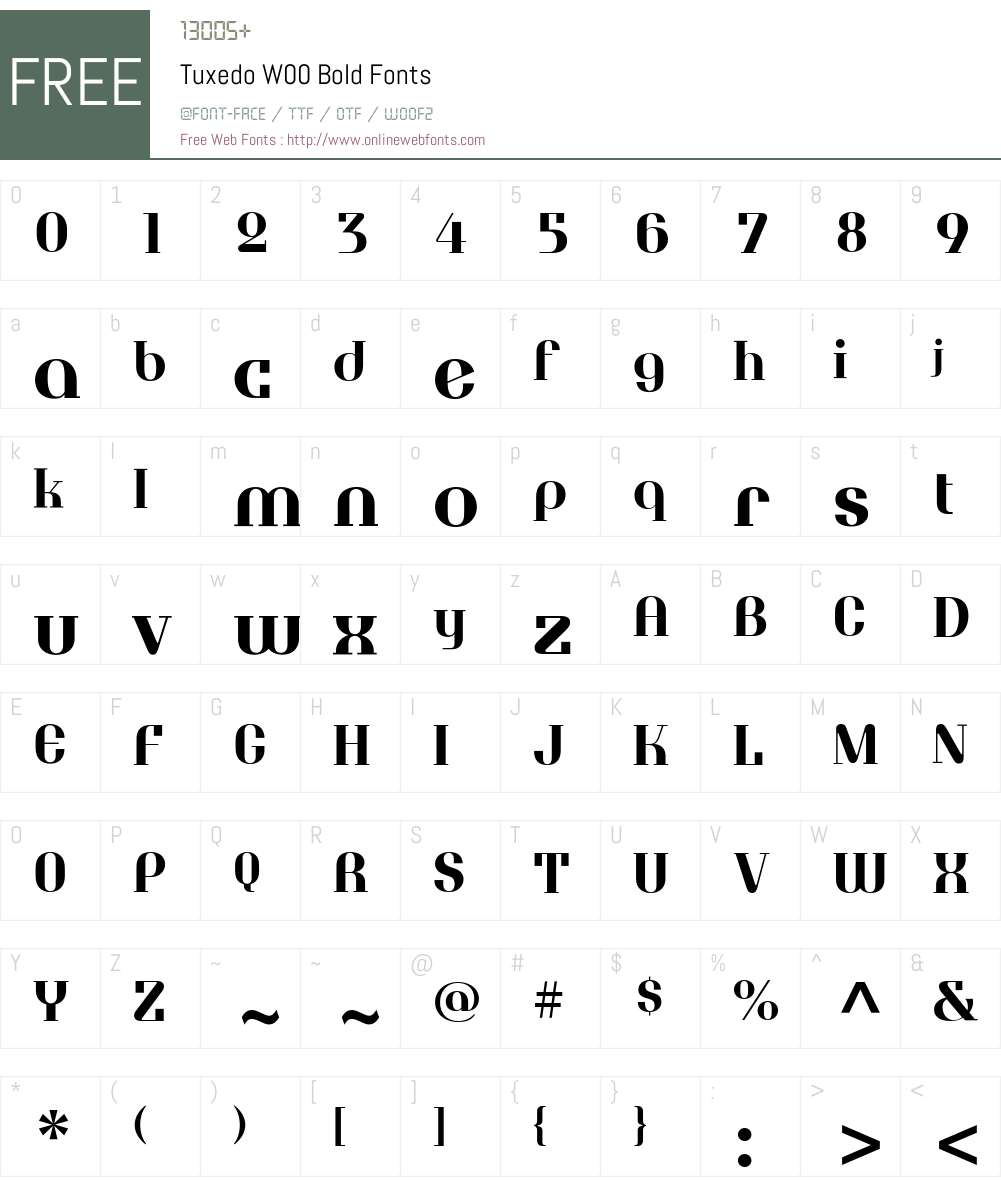 TuxedoW00-Bold Font Screenshots