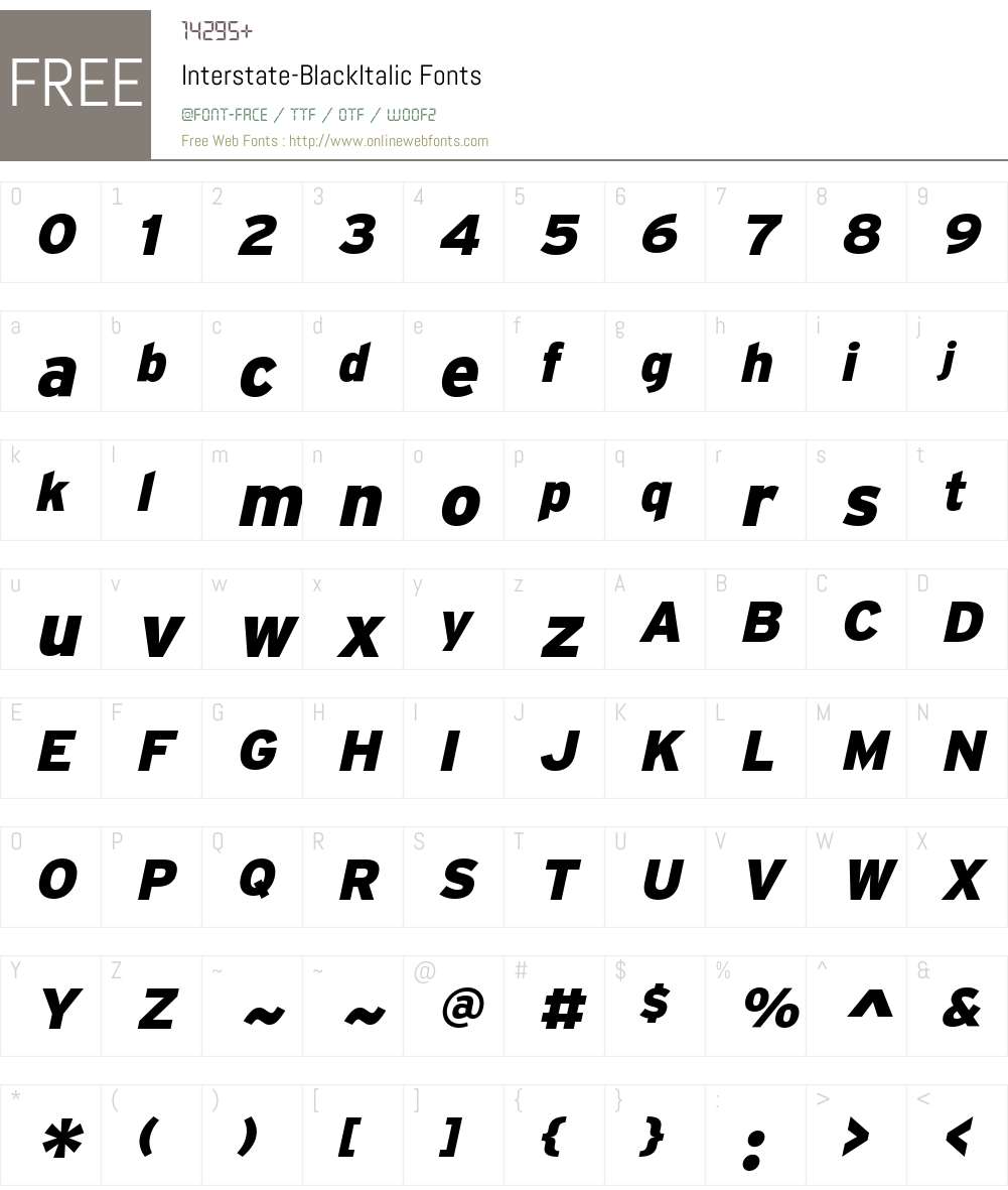 Interstate-BlackItalic Font Screenshots