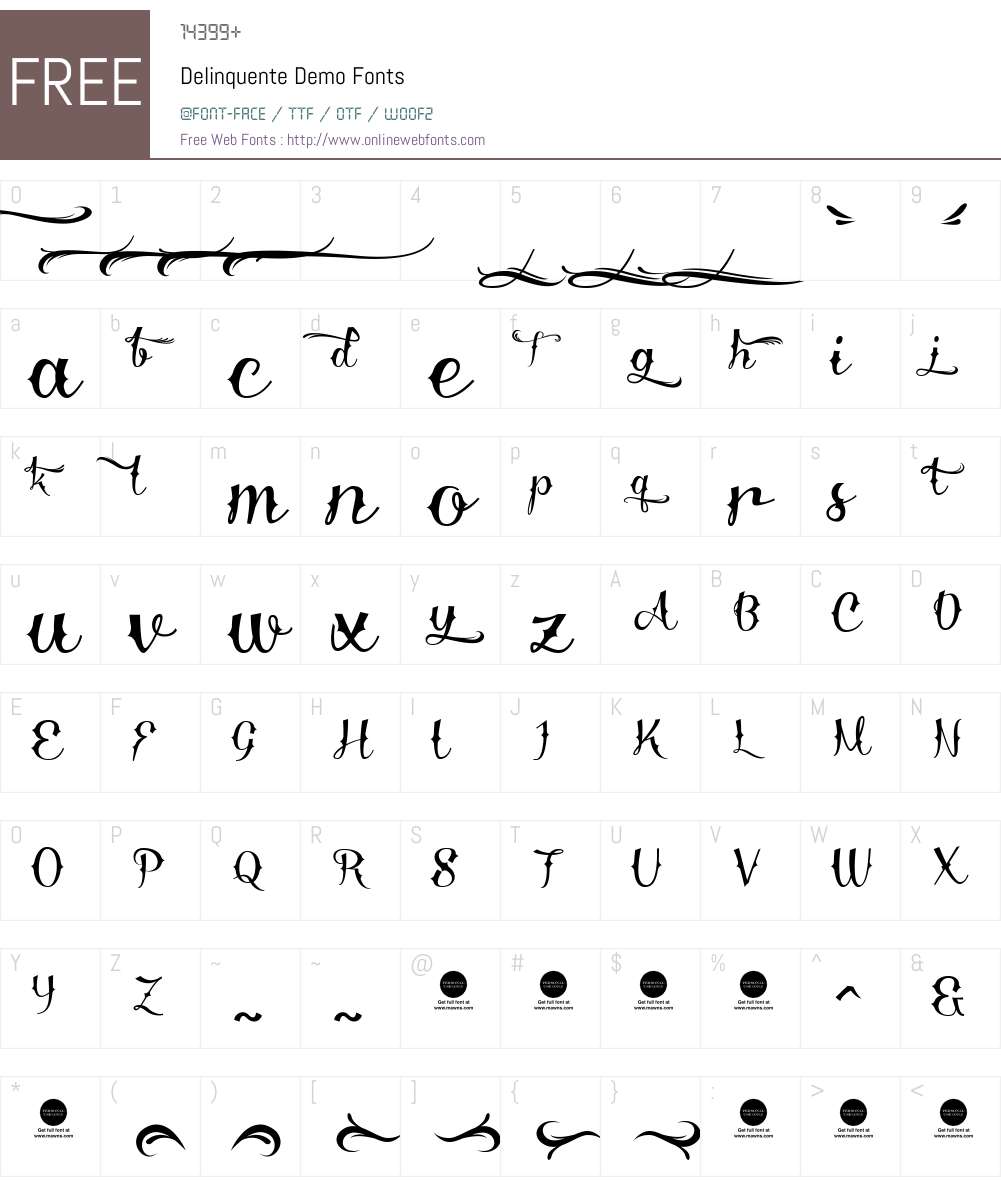 Delinquente Demo Font Screenshots