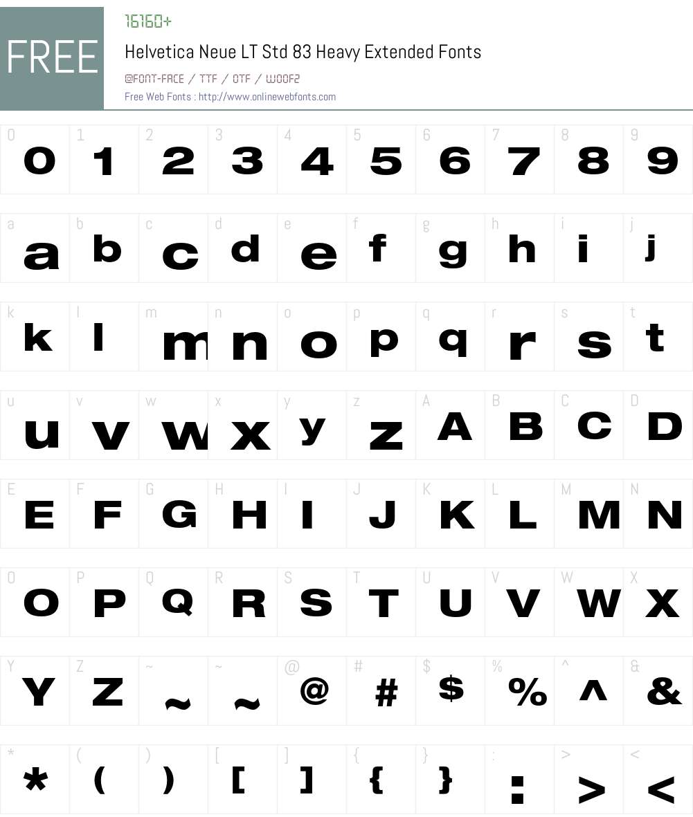 Helvetica Neue LT Std Font Screenshots