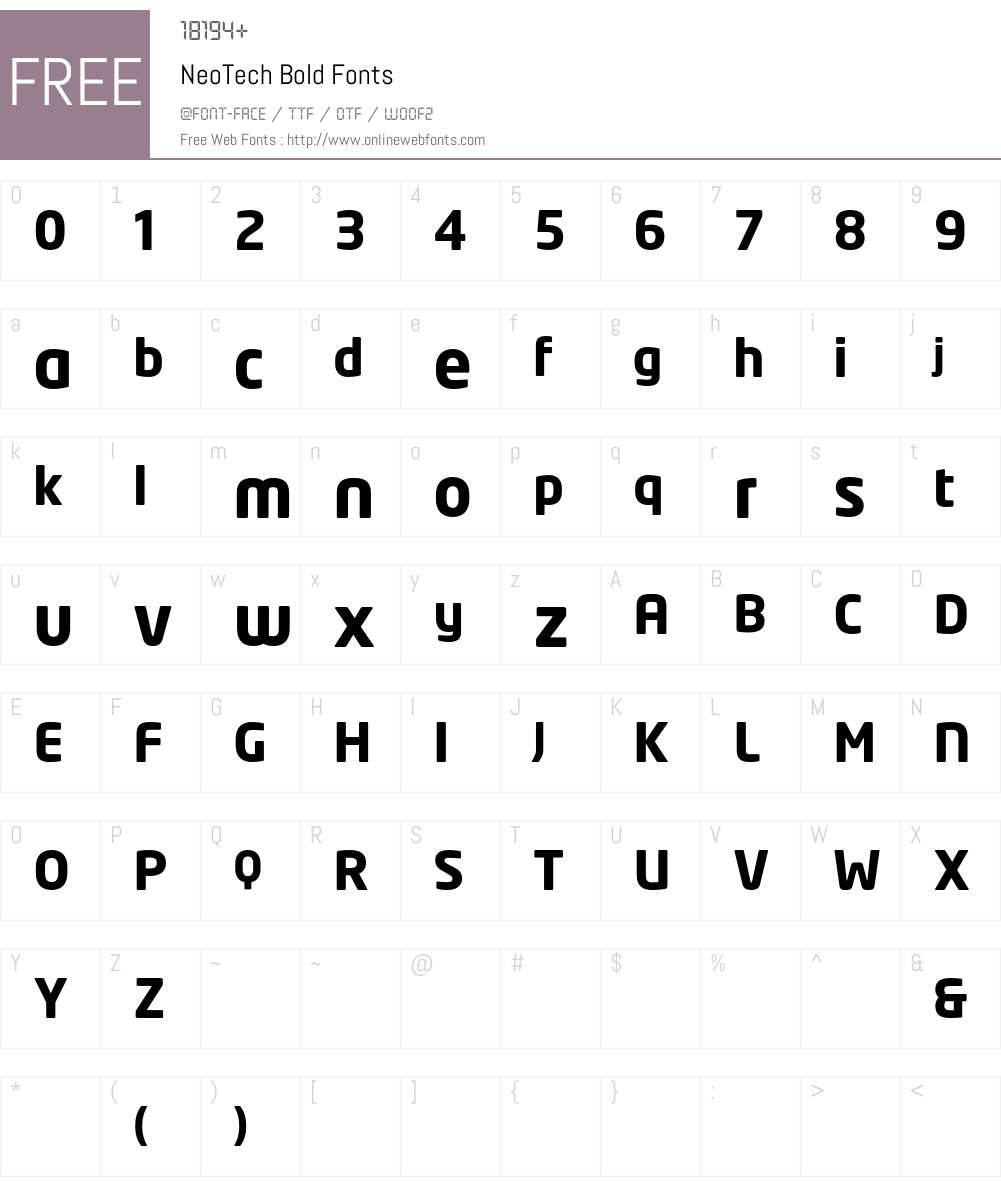 NeoTech Font Screenshots