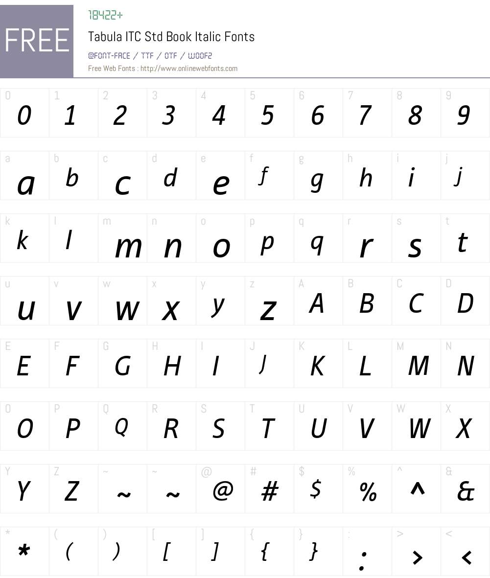 Tabula ITC Std Font Screenshots
