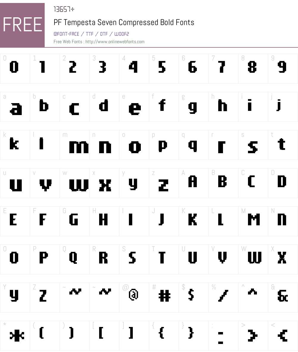 PF Tempesta Seven Compressed Font Screenshots