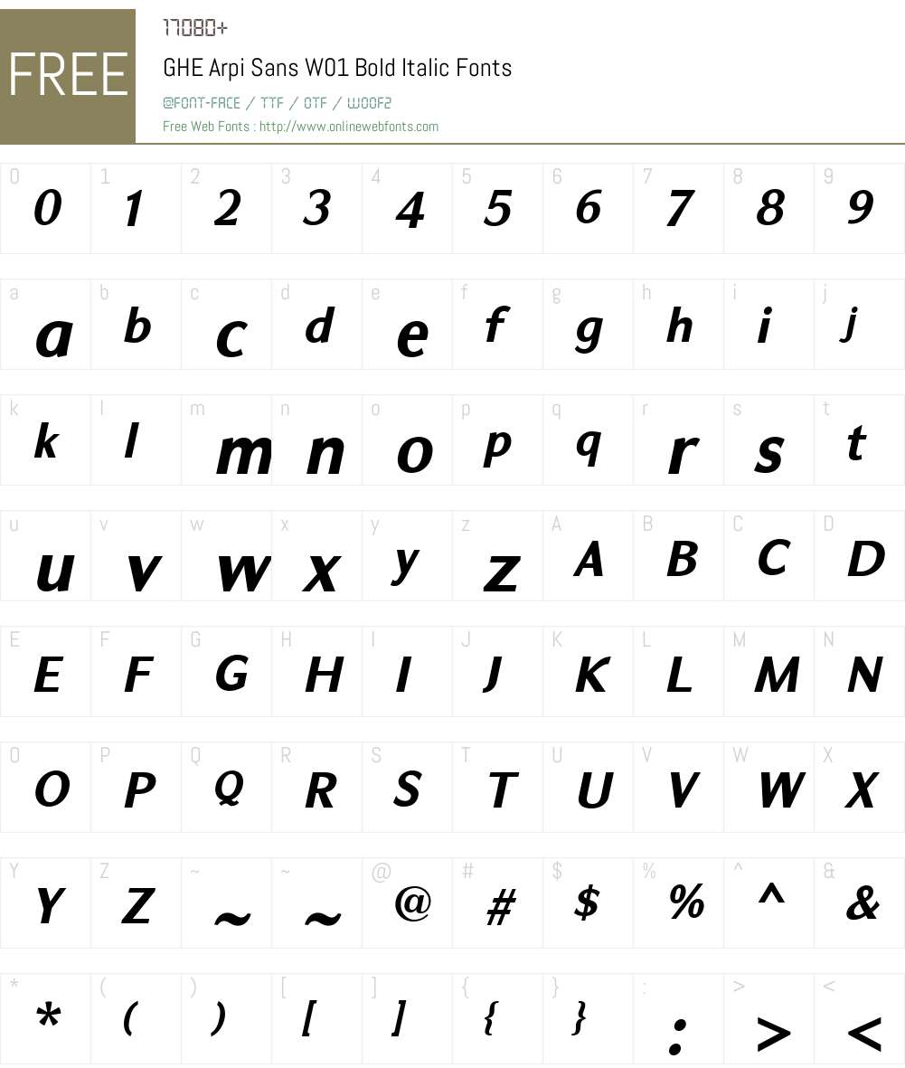 GHEArpiSansW01-BoldItalic Font Screenshots