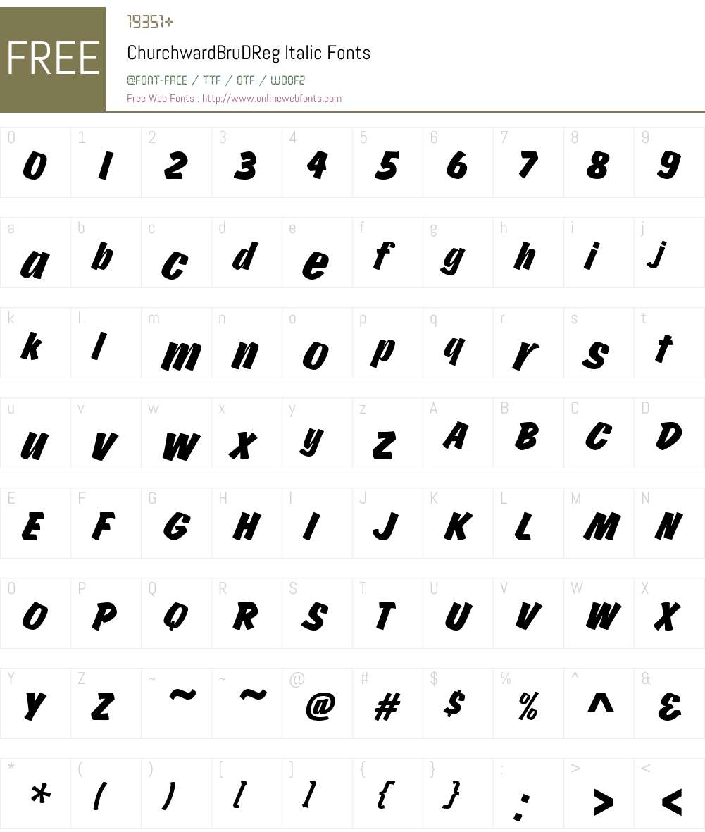 ChurchwardBruDReg Font Screenshots