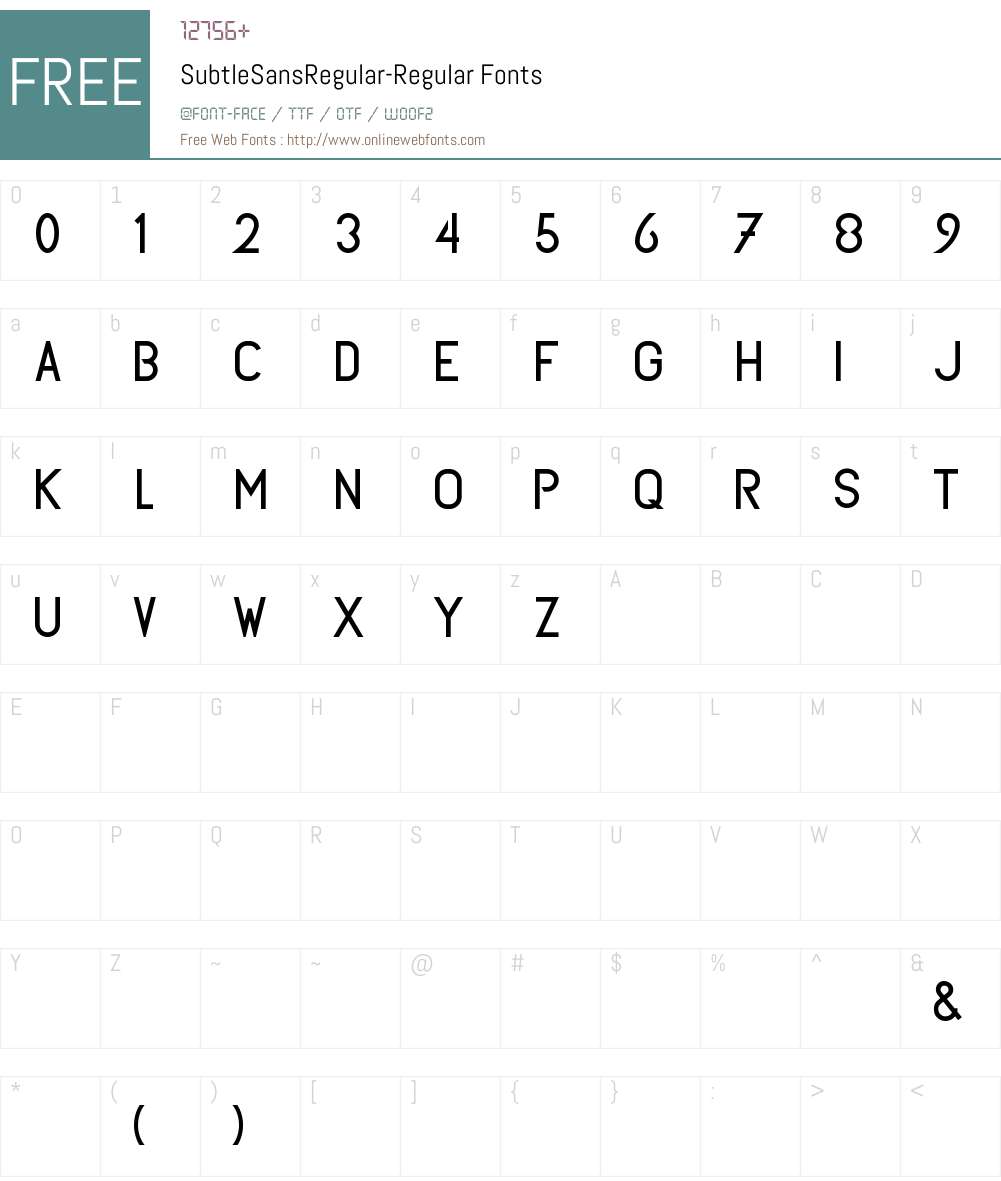 SubtleSansRegular Font Screenshots