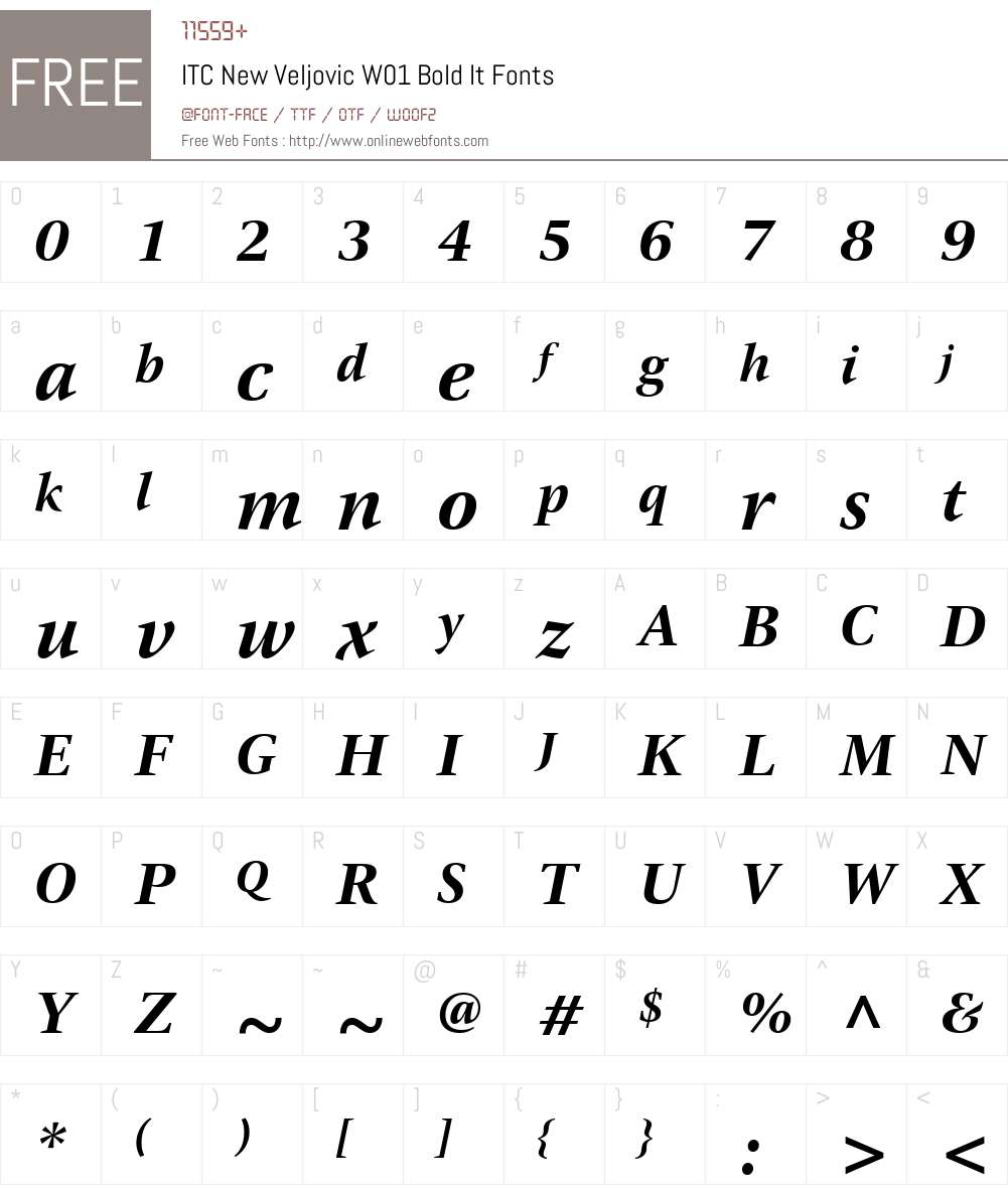 ITCNewVeljovicW01-BoldIt Font Screenshots