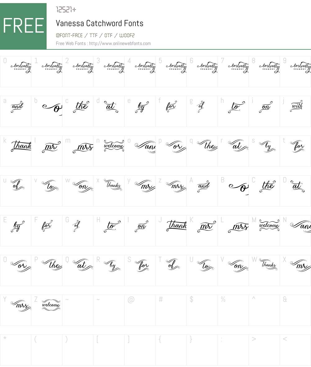 Vanessa Catchword Font Screenshots