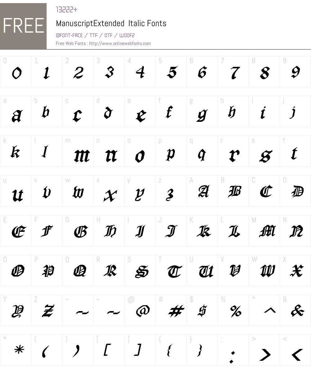 ManuscriptExtended Font Screenshots