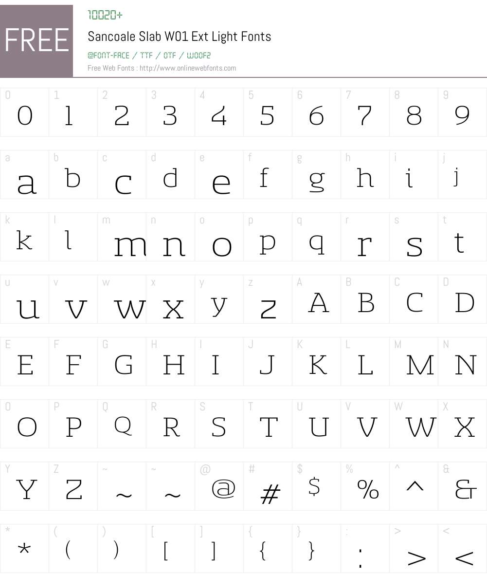 SancoaleSlabW01-ExtLight Font Screenshots