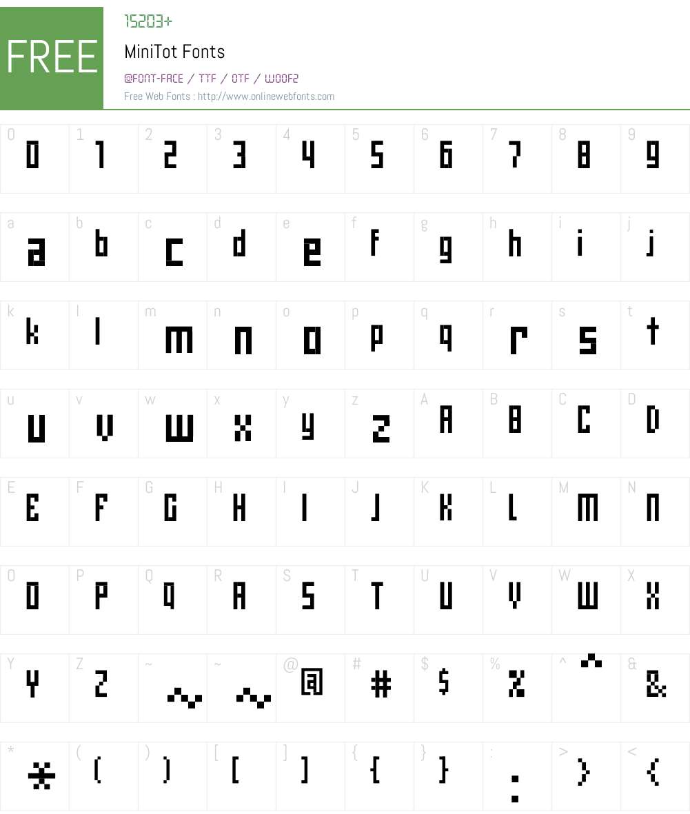 MiniTot Font Screenshots