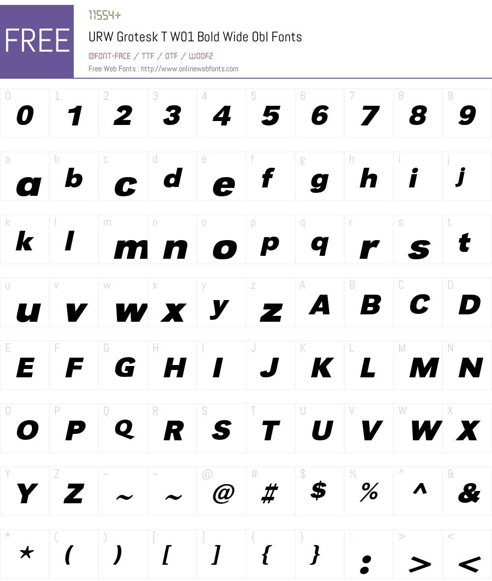URWGroteskTW01-BoldWideObl Font Screenshots