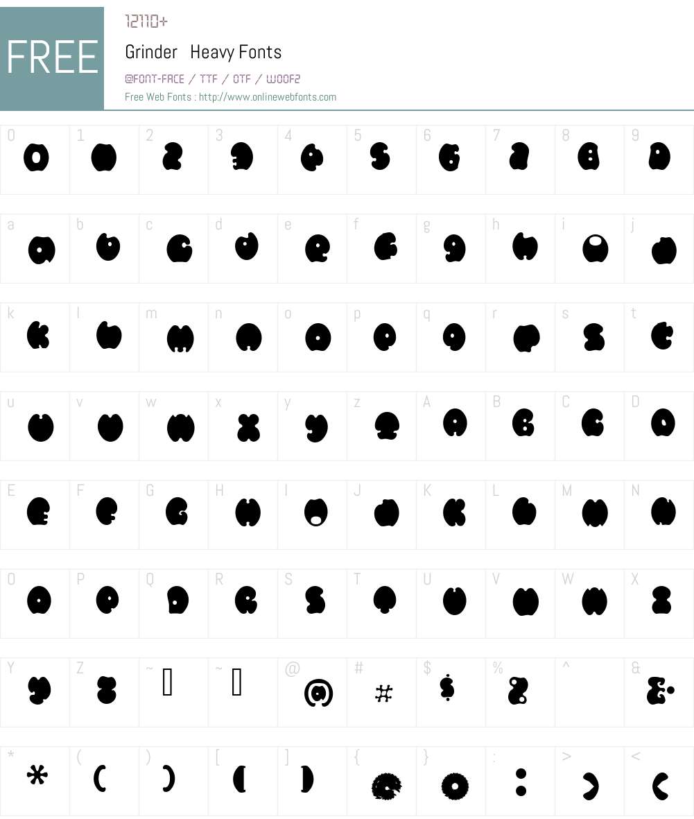 Grinder Font Screenshots