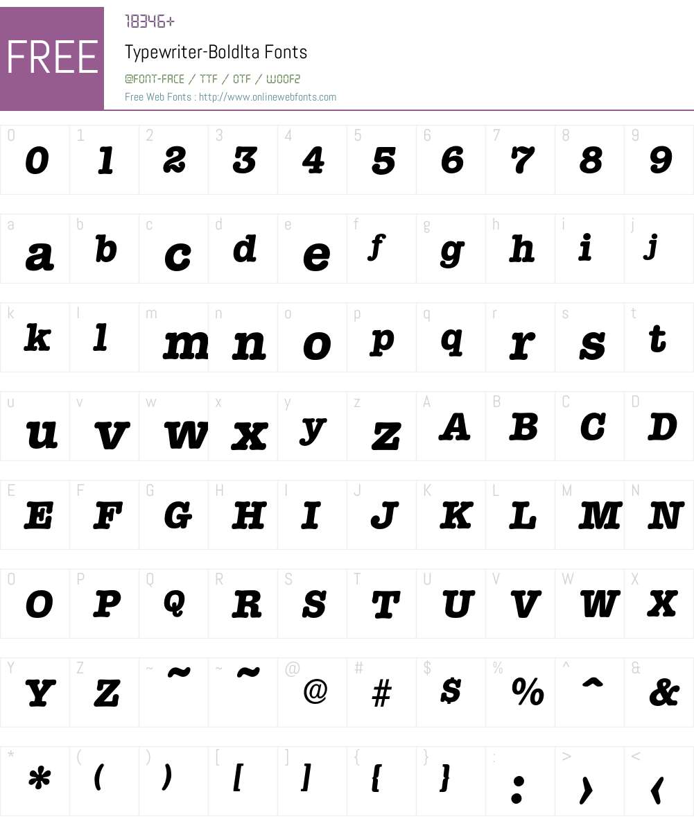 Typewriter-BoldIta Font Screenshots