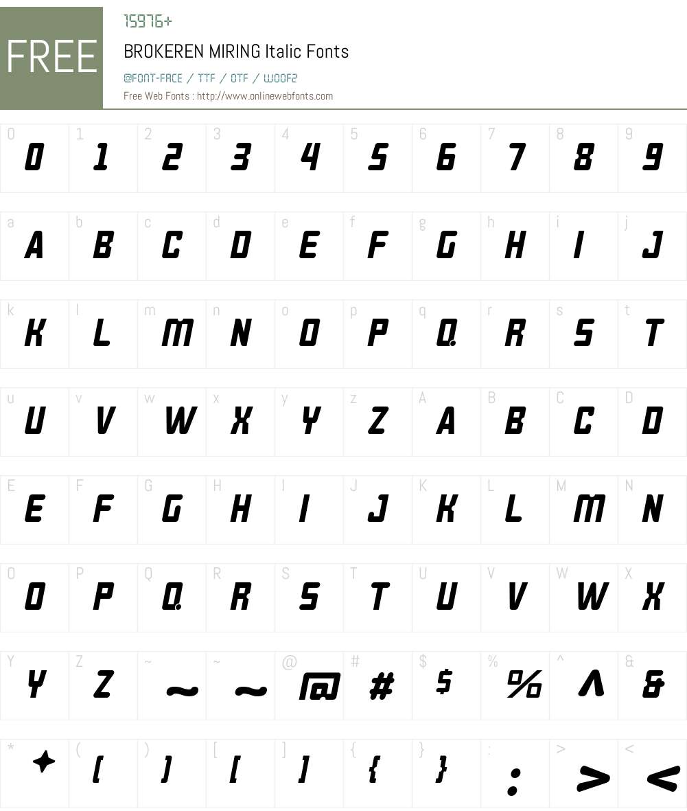 BROKEREN MIRING Font Screenshots