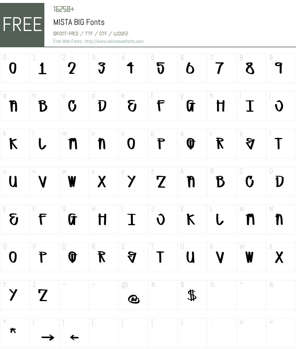 MISTA BIG Font Screenshots